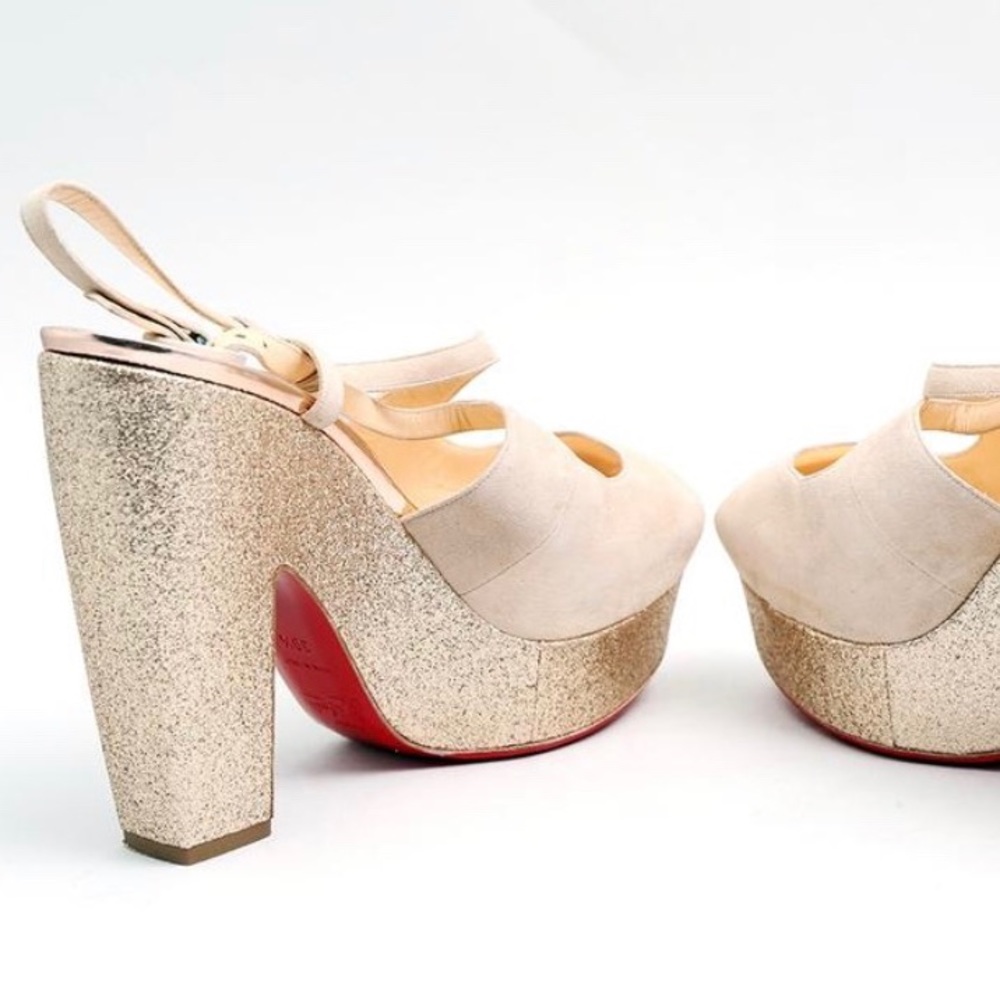 Authentic Peep toe Christian Louboutin Nude Martel 140 Platform Heels!!!! - Picture 4 of 16